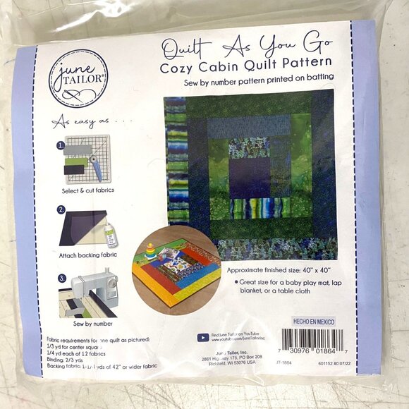 June Tailor Quilt-As-You-Go Cozy Cabin Quilt Pattern Sew by Number Crafting DIY - Picture 1 of 2